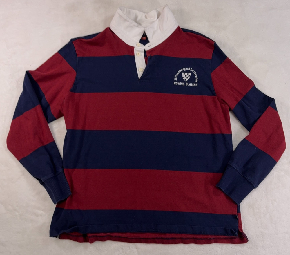 Rowing Blazers Target Mens XXL Striped Rugby Shirt Maroon Navy Long Sleeve
